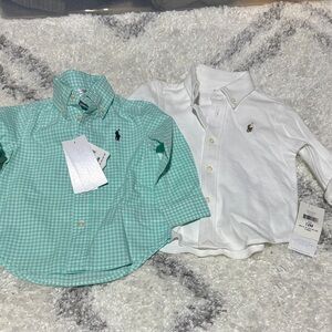 Polo by Ralph Lauren Kids' Mint Green and White Button Down Shirts lot of 2
